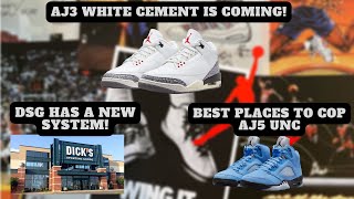 SNKRS INFO for the AJ3 White Cement | DSGs RAFFLE system EXPLAINED | When is AJ5 UNC Finishline EA