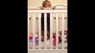 Crazy baby jumping in crib