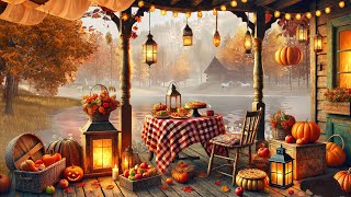 Autumn Cabin Ambience by Lakeshore 🍁 Relaxing Fall Sounds for Studying and Working🍁