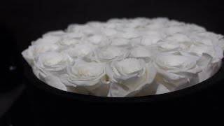 Unboxing Rose Forever New York - Intense Ivory Round Black Velvet Preserved Roses