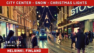 Helsinki City Center, Winter Wonderland, Finland 🇫🇮  Walking Tour (15min)