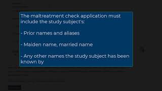 MN Maltreatment Check System – Resuming and Submitting Maltreatment Checks