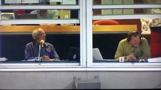 Reds announcer Marty Brennaman flips off partner.