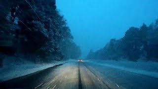 Early Morning Drive Through Snow In Hampshire and Dorset