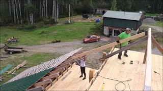 Installing Rafters On Our Post And Beam Building. Off Grid Homesteading.