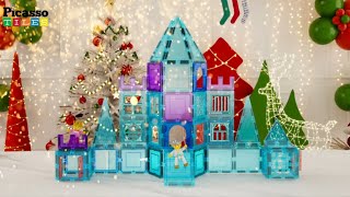 PicassoTiles PicassoToys Christimas Winter Ice Castle Theme Magnetic Tiles Kids Fun Building Blocks