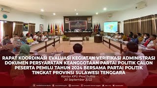 Rakor Evaluasi Kegiatan Vermin Dokumen Persyaratan Keanggotaan Parpol Calon Peserta Pemilu 2024