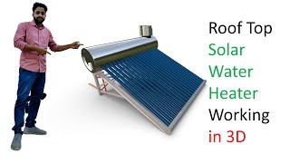 Solar Water Heater Working  Animation #solarwaterheater #solarwaterheaterinstallation #heaterworking