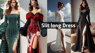 Feshion show style Slit long Dress crochet 🥰 Share ideas #crochet #wool #fashionshow #slitdress