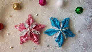 DIY 🧑‍🎄Сhristmas snowflake ❄️#craft #decoration #diy #snowflake #foamiran #paper