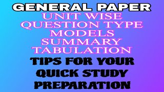 #ugcnet |𝐆𝐄𝐍𝐄𝐑𝐀𝐋 𝐏𝐀𝐏𝐄𝐑|UNIT WISE QUESTION TYPE MODELS SUMMARY TABULATION| TIPS FOR YOUR PREPARATION