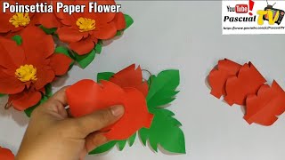 DIY Paper Poinsettias How to make Poinsettia Christmas decoration Easy Paper Flower tutorial origami