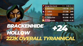 Brackenhide Hollow +24 Subtlety rogue POV 222k overall dragonflight 10.1.7 season 2