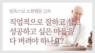 직업적으로 잘하고 싶고 성공하고 싶은 마음을 다 버려야 하나요?ㅣ일묵스님ㅣ제따와나선원 월요소참 219.