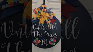 Autism Awareness wreath #autism #autismawareness ##waaw #craft #diy #likes #follow #subscribe