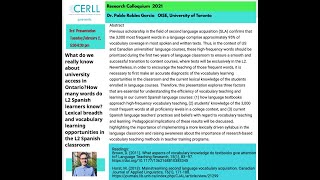 Research Colloquium Feb 2, 2021: Dr  Pablo Robles García