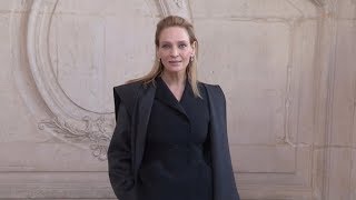 Uma Thurman, Levon Thurman Hawke at Dior Photocall in Paris