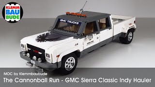 MOC Cannonball Run – GMC Sierra Classic Double Cab Indy Hauler – by Klemmbaubude, Chrome & Prints