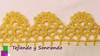 Puntilla#120 🧶❤ Hermosa punta para servillleta tejida a gancho de una sola vuelta facil de realizar.