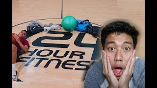 24 HOURS AT 24 HOUR FITNESS CHALLENGE! (HOMELESS MAN ENCOUNTER)