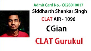 Toppers CLAT 2020 | Siddharth Shankar Singh | CLAT AIR 1096 | CLAT Gurukul Student