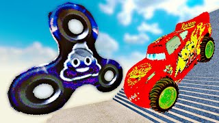 Car Takes on Fidget Spinner Challenge in Teardown Stair Descent