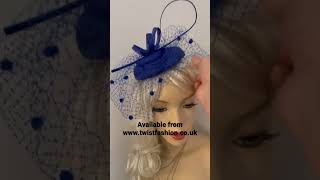 Blue Pillbox Hat, Fascinator for a wedding or the Royal Ascot races