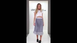 Lovemystyle Grey Maxi Skirt With Chiffon Overlay With Frill Hem