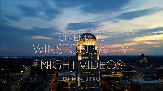 Cinematic Night Drone Video Winston Salem, North Carolina.  DJI Mini 3 Pro