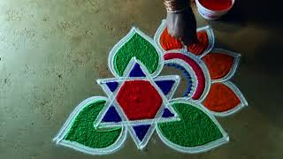 Puratasi madham 3*2🌻flower rangoli kolam🌻navaratri special🌻muggulu design🌻saraswati pooja kolam