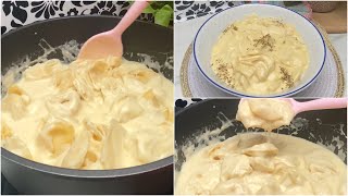 #معكرونة_بالصلصة_البيضاء و#الجبنة /#pasta with white #sauce and #cheese 😋