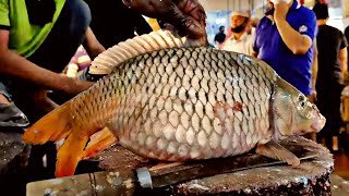 Amazing ALIVE Fish Cutting Golden Carp Fish | Cutting And Chopping In Fish Market🔥