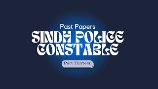 Sindh Police Constable BPS(07) Part 13 #Past Papers #Sindh Police Constable #Sindh Police 👮