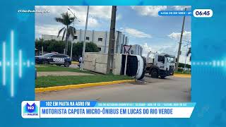 Motorista capota micro-ônibus em Lucas do Rio Verde