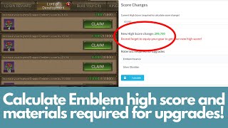 King of Avalon - Calculator for Festival Shop Dragon Emblem high score and materials for upgrades