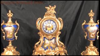 Antique French Sevres Porcelain Mounted Gilt Metal Clock 2582