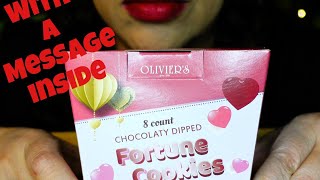 ASMR Chocolate Covered Fortune Cookies | Crunchy | Fortune Message | Eating Sounds | No Talking