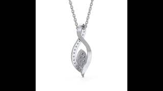 Leaf Shaped Diamond Pendant 18K White Gold   PDRD05WG188 CP30