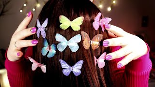 ASMR Hair Brushing 🎀 Gentle Scalp Scratching ✨ Hand Movements 💋Whispering