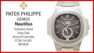 ▶ Patek Philippe Nautilus Annual Calendar Moon Phases Stainless Steel Grey Dial 5726/1A-001 - REVIEW