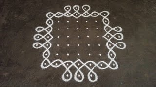 9x3 dots easy steps to make beautiful kambi kolam | simple beautiful sikku kolam | SathyaSelva Arts