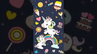 New year Unicorn lovely moon rainbow Animated