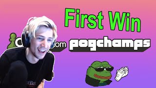 PogChamps Twitch Chess Tournament xQc's first win interview - With Chat's Reactions