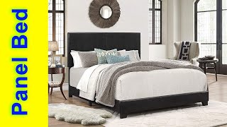 Crown Mark Erin Upholstered Panel Bed in Black, Queen