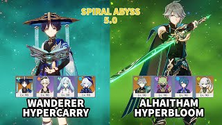 C0 Wanderer Hypercarry and C0 Alhaitham Hyperbloom | Genshin Impact Spiral Abyss 5.0