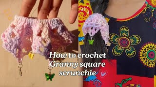 How to crochet granny square scrunchie ✨💞