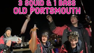 30cm Mantel Squid, 2 more squid and a bass! Old Portsmouth Live