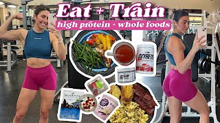 EAT AND TRAIN WITH ME FOR THE DAY👟🍽️ *while on my cycle* High Protein, Easy Meals, & Leg Workout