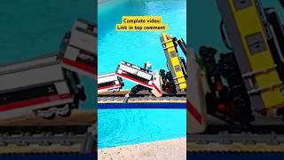 Lego trains crashing on a bridge #lego #train #crash #legotrain #pool