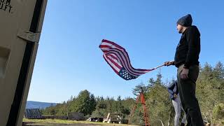 Hoisting the American Flag on Stardust Lane a gift from Kordian